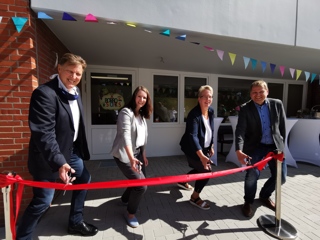 Eröffnung: Über die neue betriebliche Kindertagespflege freuen sich (von links) Geschäftsführer Dieter Brünink, Projektkoordinatorin Claudia Liebetrau, Marion Wellnitz, Pädagogische Leiterin des Familienservice Weser Ems und Technischer Leiter Tobias Fiedelak. 