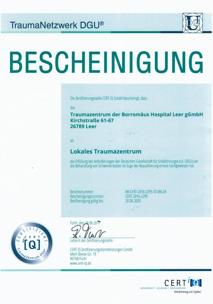 Zertifikat Lokales Traumazentrum